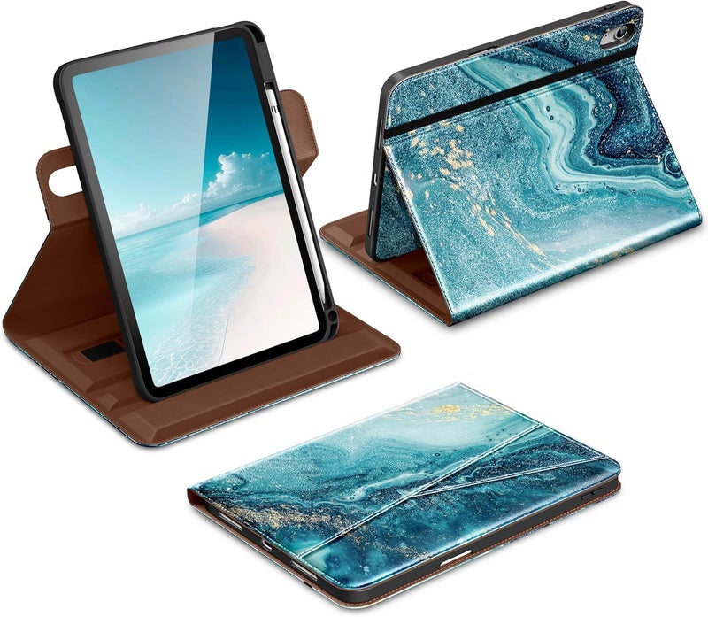 DTTO for iPad A16 Case, iPad 11th / 10th Generation Case (2025/2022), 360 Degree Rotating Premium Leather Folio Stand Cover with Pencil Holder, Sandy Wave - Image 1